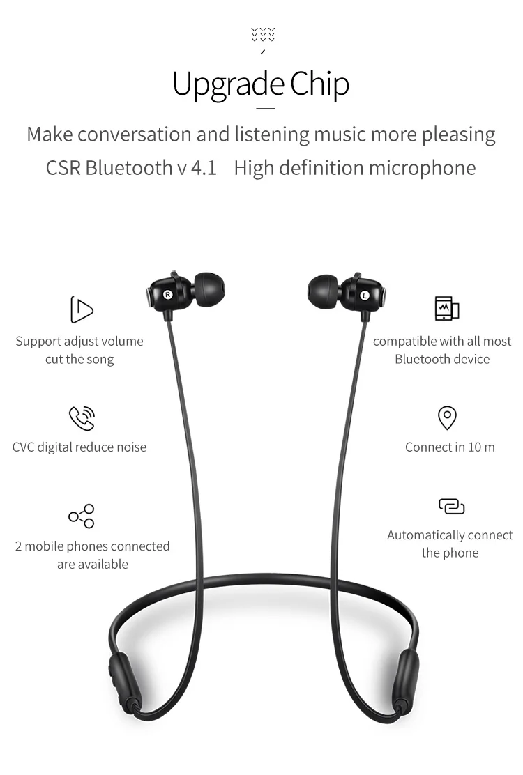 Беспроводные спортивные наушники с Bluetooth 5,0, водонепроницаемые Hifi наушники, наушники без рук, стереогарнитура с микрофоном для мобильного телефона