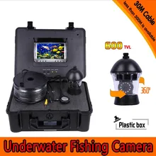 Глубина 30 метров 360 градусов панорамирование Подводные Комплект Рыбалка камера с 7 дюймов tft ЖК-монитор с меню OSD и твердых пластмасс Case