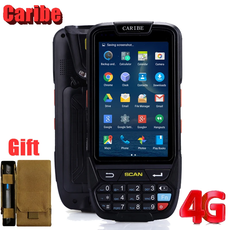CARIBE يده PDA 2D الباركود ماسحة RFID 4G WIFI GPS بلوتوث الروبوت 7.0