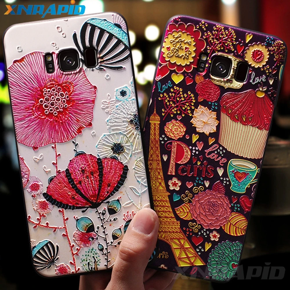 

lovely 3D relief cartoon phone shell is for samsung Galaxy S9 S8 with soft silicone cover of Coque cartoon Case