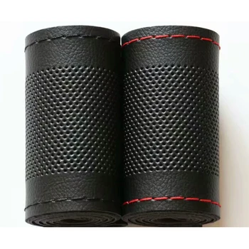 

DIY 38CM Genuine Leather Car Steering Wheel Cover With Needles and Red Thread For Toyota Car-Styling