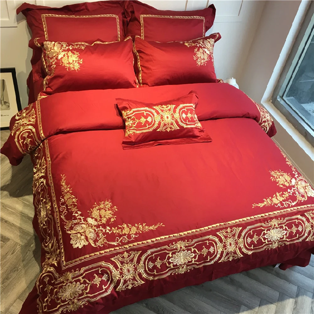 Red 4pcs Cream White Golden Luxury 100s Egyptian Cotton Royal