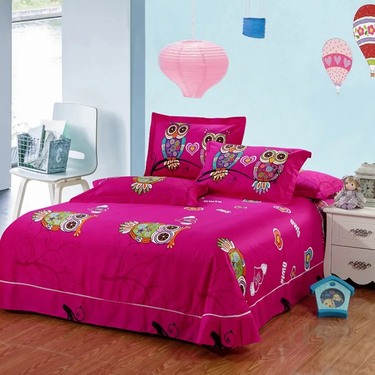 Kids Bedding Set 100 Cotton Twin Queen King Size Pink Blue Owl
