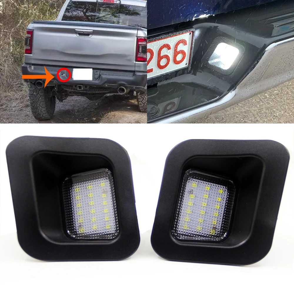 

2Pcs White Car LED License Number Plate Lights Direct OEM Replacement for Dodge RAM 1500 2500 3500 2003-2015 Error Free