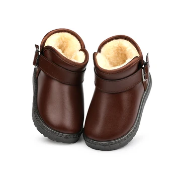 

Winter For Child Kid Girl Boy Snow Boots Comfort Thick Antislip Short Boots Elastic Band Leather Cotton-Padded Shoes 918084