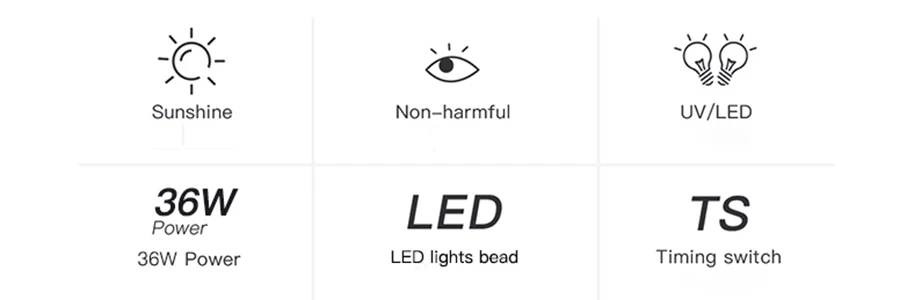 Белый свет профессиональный 36 Вт светодиодные лампы ногтей Красота Макияж косметический Сушилка для ногтей польский машина для лечения