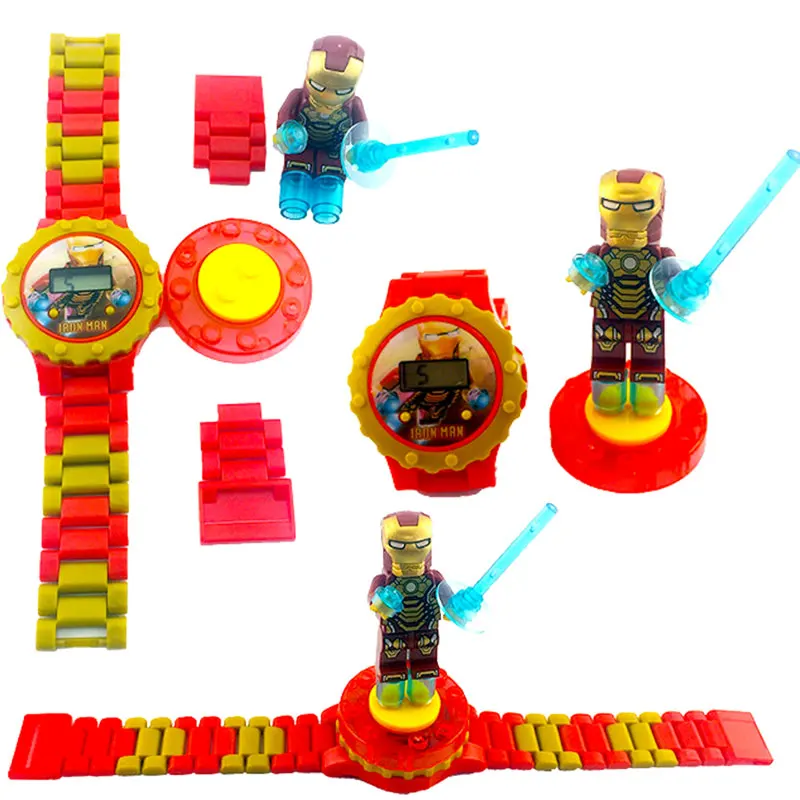 Детские часы Человек-паук Железный человек Бэтмен Халк Моана принцесса строительные блоки фигурки Детские часы игрушки детские часы