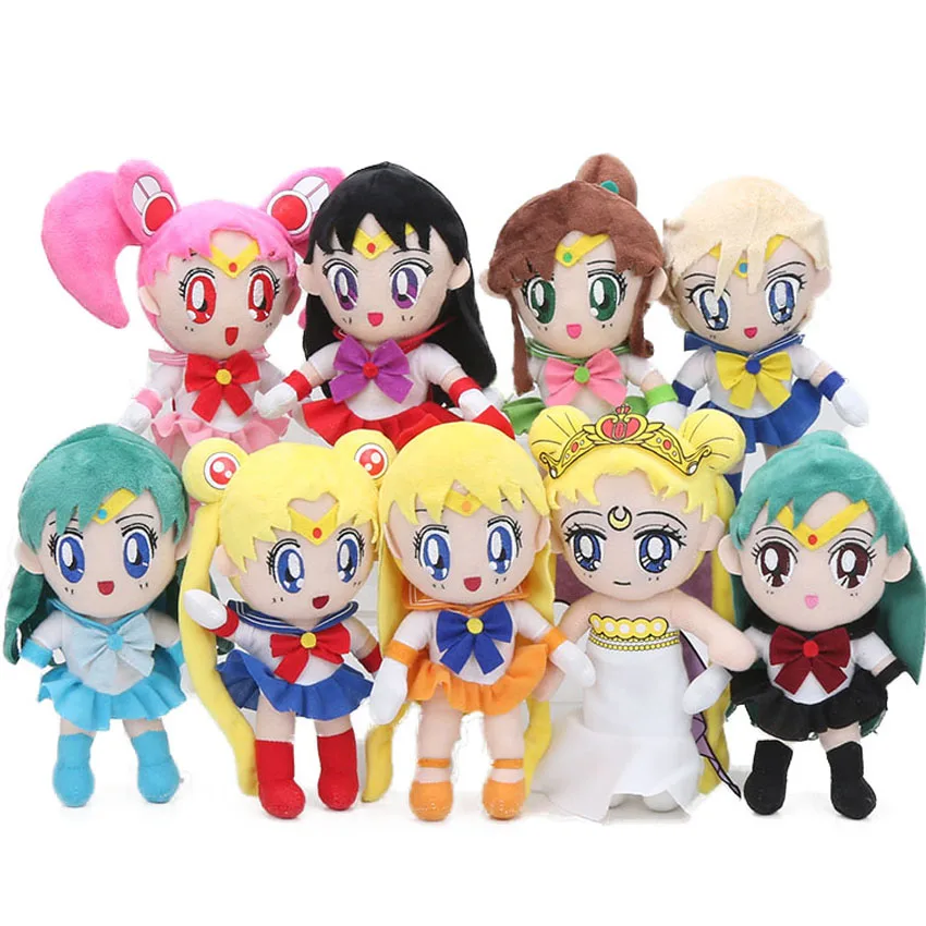 

5pcs 20cm Chinbi moon Venus Jupiter Mercury Uranus Sailor Moon Plush Toys Sailor Soft Characters Dolls juguetes de peluche bebe