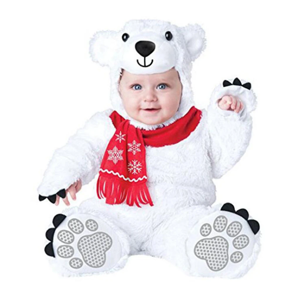 New Infant Toddler Baby Boys Girls White Polar Bear Animal Costume