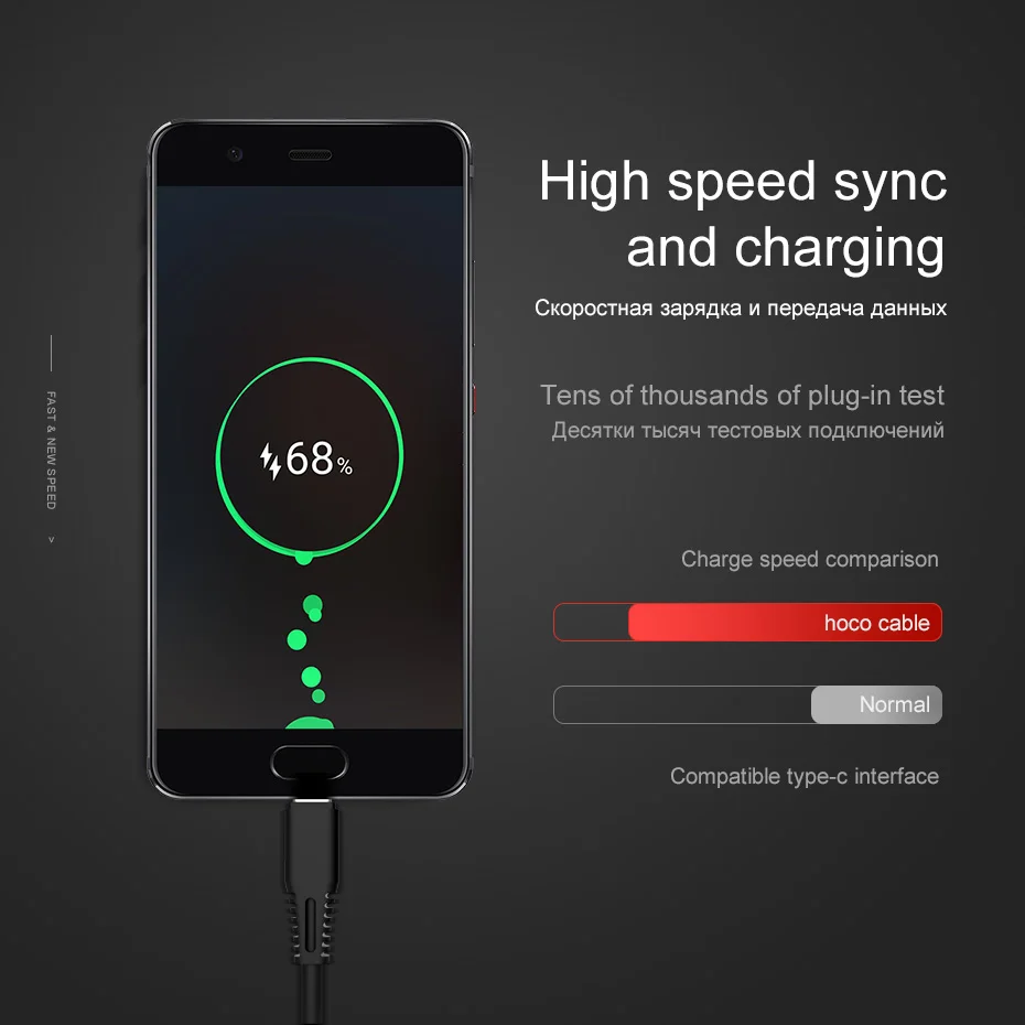 HOCO 5А кабель для быстрой зарядки usb type-C для huawei mate 10 9 P10 зарядный кабель для QC 3,0 зарядное устройство USB C type-C кабель