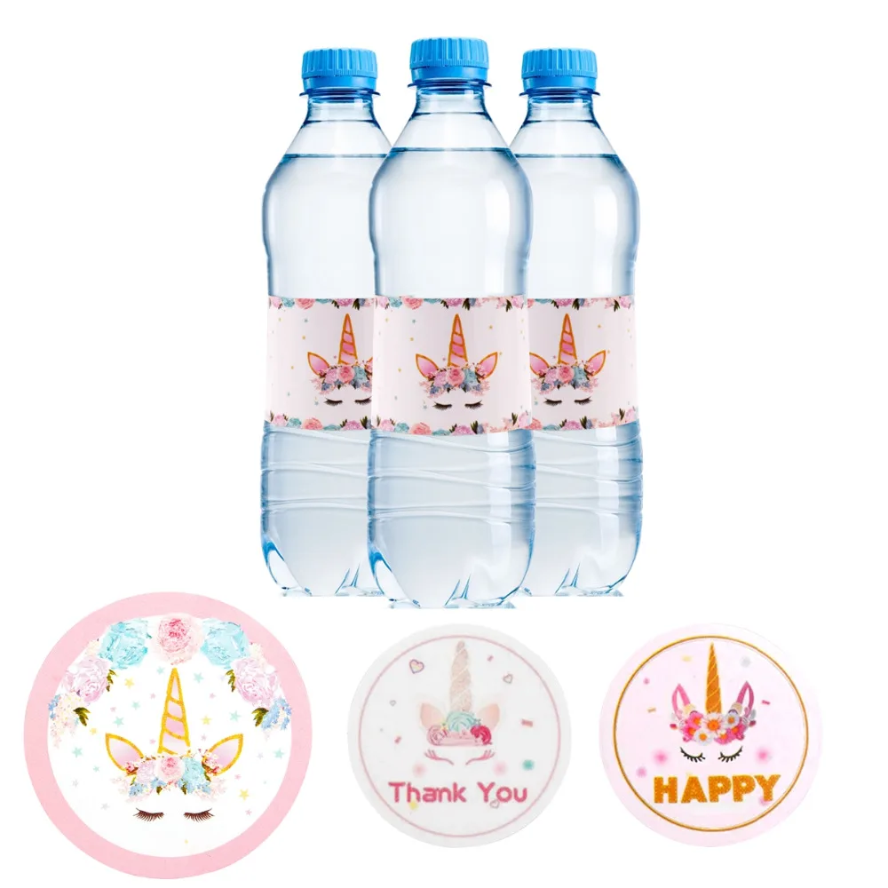PATIMATE DIY Unicorn Party Sticker Water Bottle Wedding Favors Candy Box Stickers Birthday Party Decoration Unicorn Sticker Box