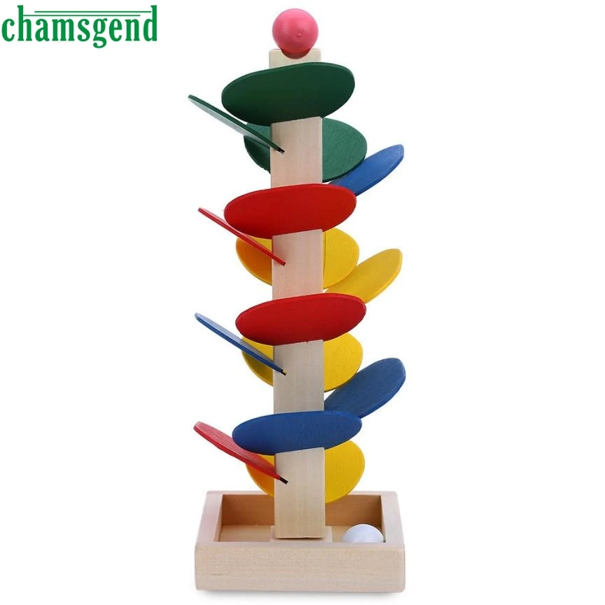 Ball Run Track Game font b Toy b font Wooden Puzzles DIY Mini Tree Baby Kids