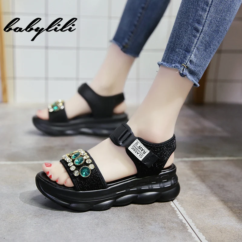 

Jeweled Wedges Woman Sandals 2019 Summer Bohemian Sandals Thick Bottom Muffin Waterproof Platform Sandals Ladies Chunky Shoes