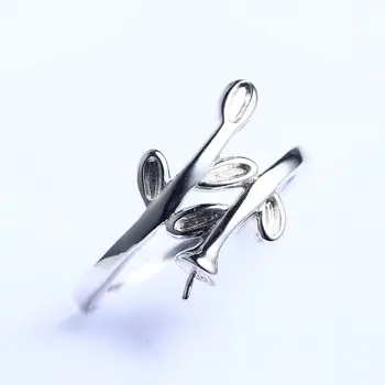 

Sterling Silver 925 Pearl or Round Bead 6mm7mm5mm Semi Mount Charm Cute Ring Fine Jewelry Adjustable Open