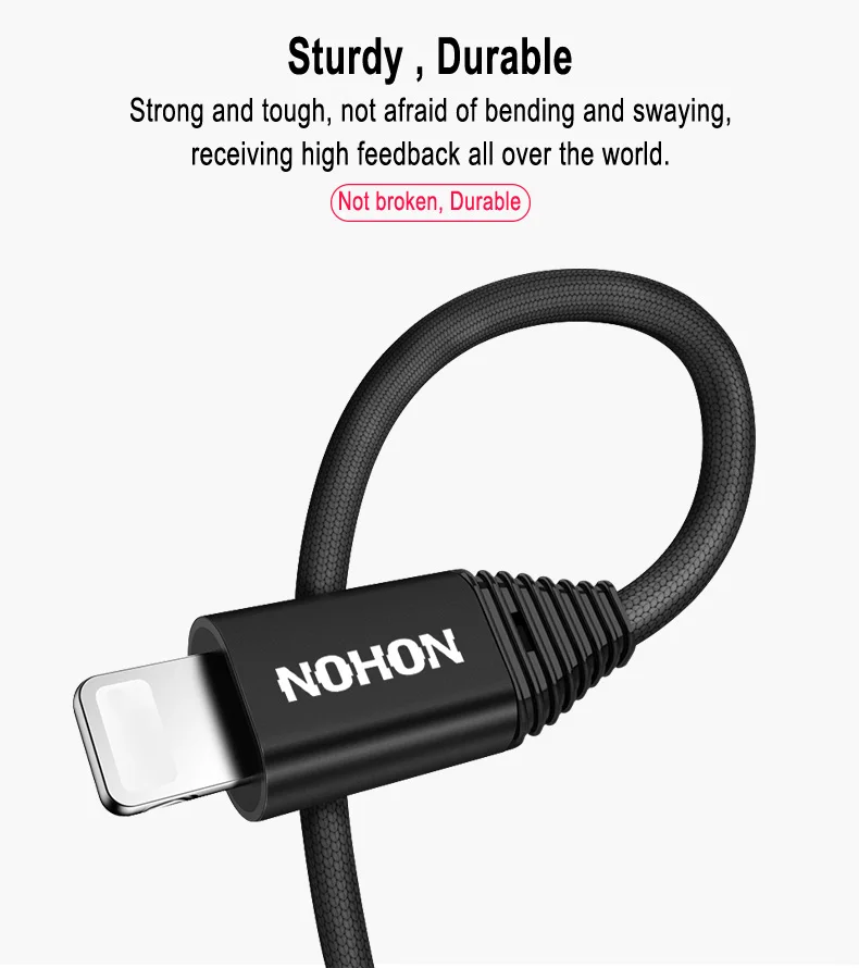 NOHON PD Type C USB Charger Cable For Apple iPhone X 8 8Plus Quick Charge Mobile Phone USB-C Nylon Data Sync Type-C Cable