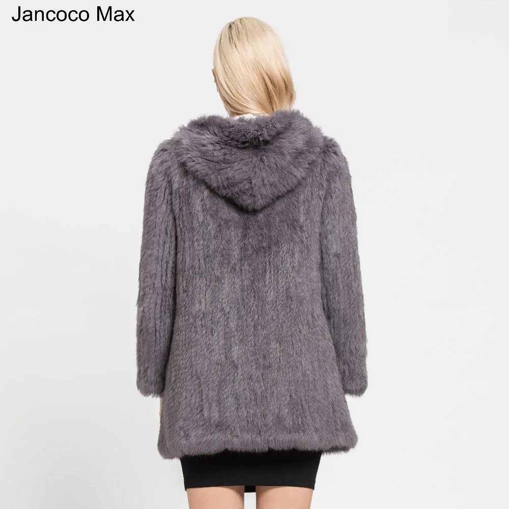 Теплое трикотажное длинное пальто Jancoco Max осенне зимние куртки с капюшоном и