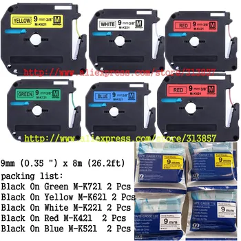 

Combination Set Label Tapes Compatible for P-touch M221 MK621 M-K421 M-K521 M-K721 PT65 PT85 9mm (0.35") x 8m (26.2ft)