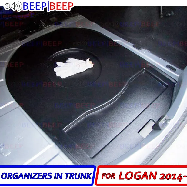 

Organizers in compartment of wheel in trunk for Renault Logan 2014- plastic ABS embossed function car-styling accessories
