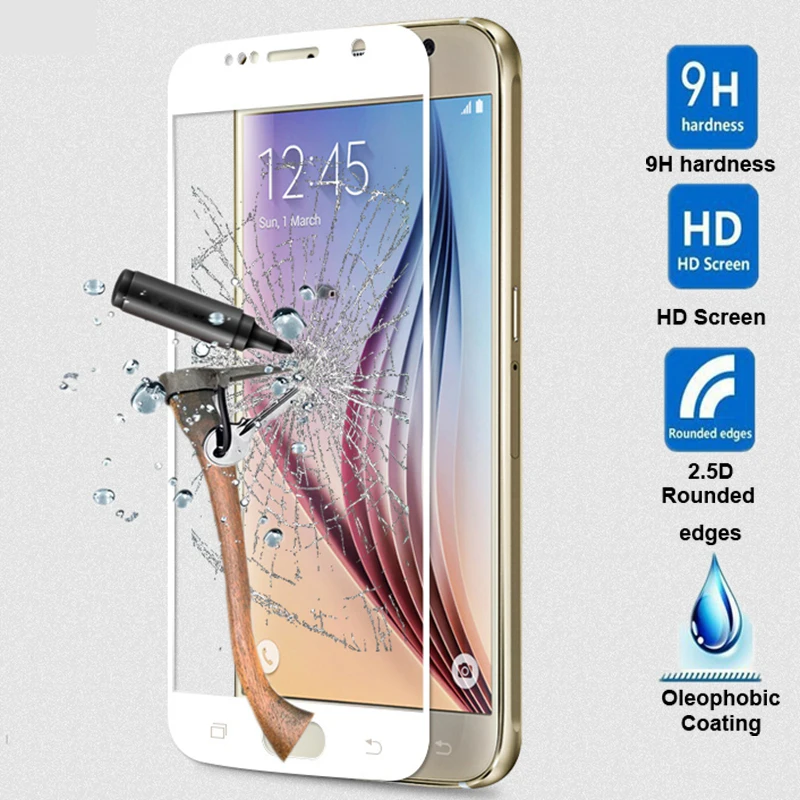 Полное покрытие из закаленного стекла для samsung S6 S5 S4 S3 Note 4 5 J3 7Pro J7 J5 PrimeColorful полная защита экрана закаленное стекло