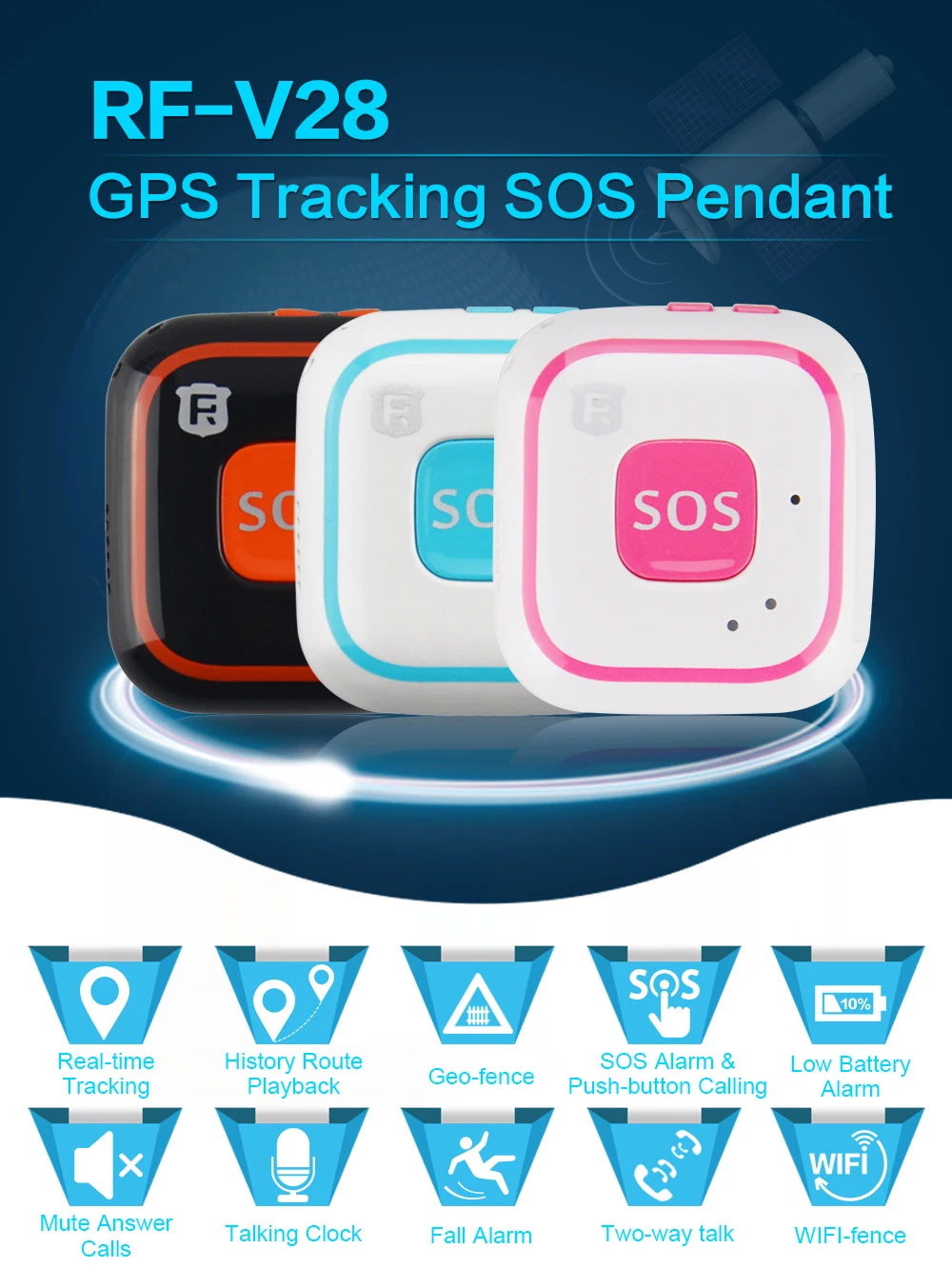 Gps трекер RF-V28 для детей gps отслеживание SOS Кнопка подвеска Мини Персональный gps трекер детский локатор с Google карта трек