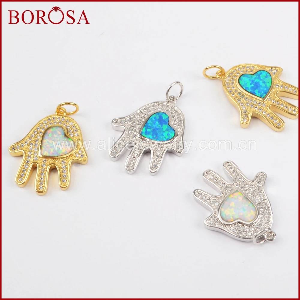 BOROSA золото/серебро Цвет Хамса ручной Кулон Бусы CZ микро проложить красочные