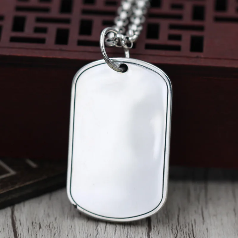 Стерлингового серебра простой квадратный кулон Для мужчин Для женщин ретро Цепочки и ожерелья наклейка тайская серебряная подвеска