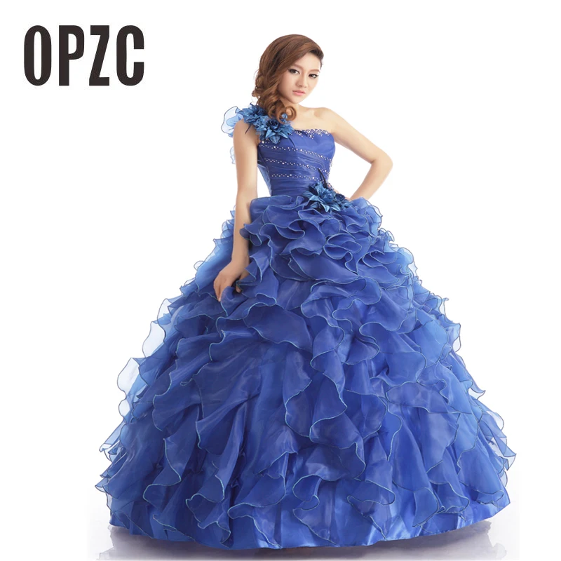

Blue Color Strapless Beading Ruched Wedding dress 2018 Korean Female Art Exam Gowns Part Dress Vestidos De Novia