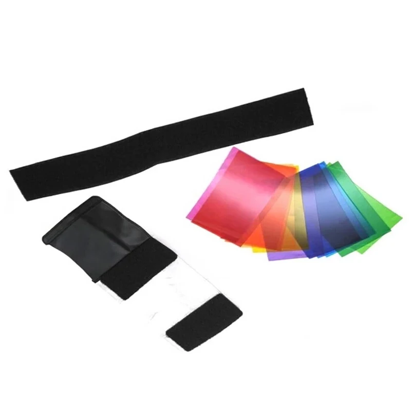 10 набор 12 цветов s/набор цветная карта для Вспышка Strobist гелевый фильтр баланс цвета с резиновой лентой, светильник диффузор