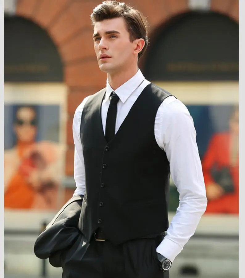 

Men's Vest Slim Fit Formal Casual Office Vest Suit Blazers Wedding Waistcoat New AB0015