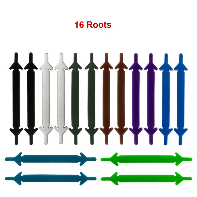 Новинка, 1 комплект(16 шт.) шнурки для ленивых шнурков, шнурки с пряжкой, плоские квадратные головы, браслет, парусиновая спортивная обувь для отдыха, силиконовая эластичная обувь - Цвет: 154 Multicolor