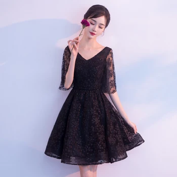 

Lady Party Cheongsam Oriental Women's V-Neck Dress Chinese Style Elegant Short Qipao Sexy Slim Wedding Gowns Vestidos S-XXXL