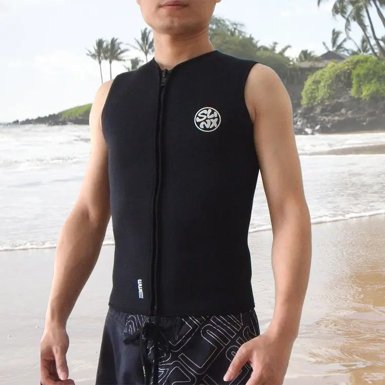 Free shipping brand new Neosport Mens 3mm Neoprene Zip Front Sport Vest Warm Sleeveless Swim