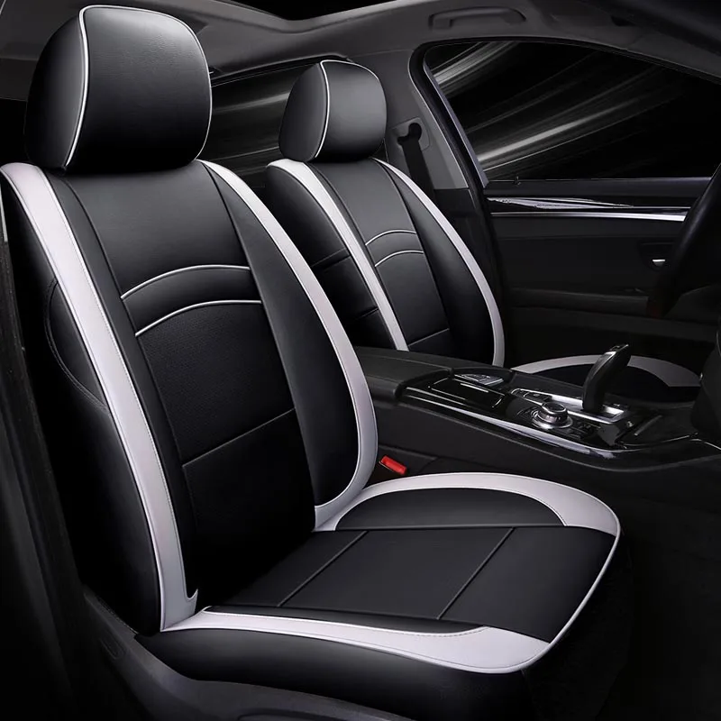 Роскошный кожаный чехол для автомобильного сиденья для Toyota Corolla Camry Highlander C-HR CROWN PRIUS VIOS IZOA YARiS make Чехлы для автомобильных сидений - Название цвета: white black