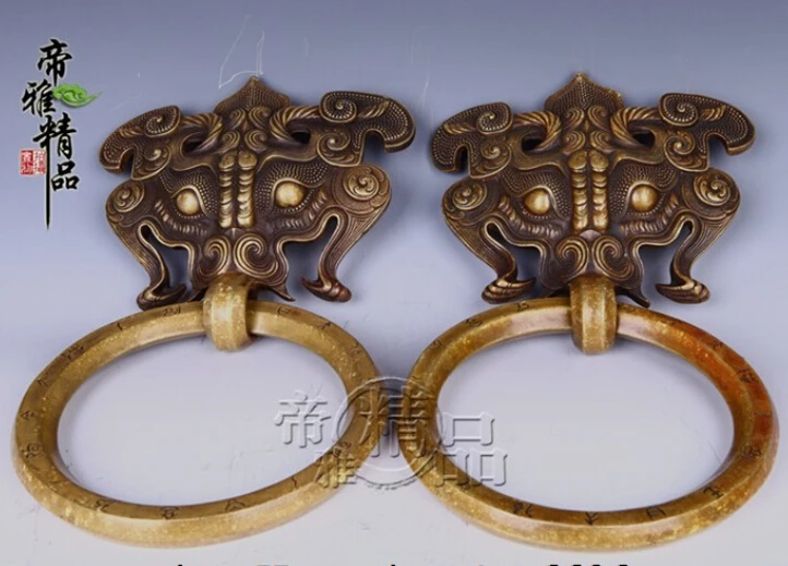 

R0717 Details about China Royal Bronze Copper Gild Fengshui Fu Foo Dog Lion Door Knocker Statue Pair (B0413)
