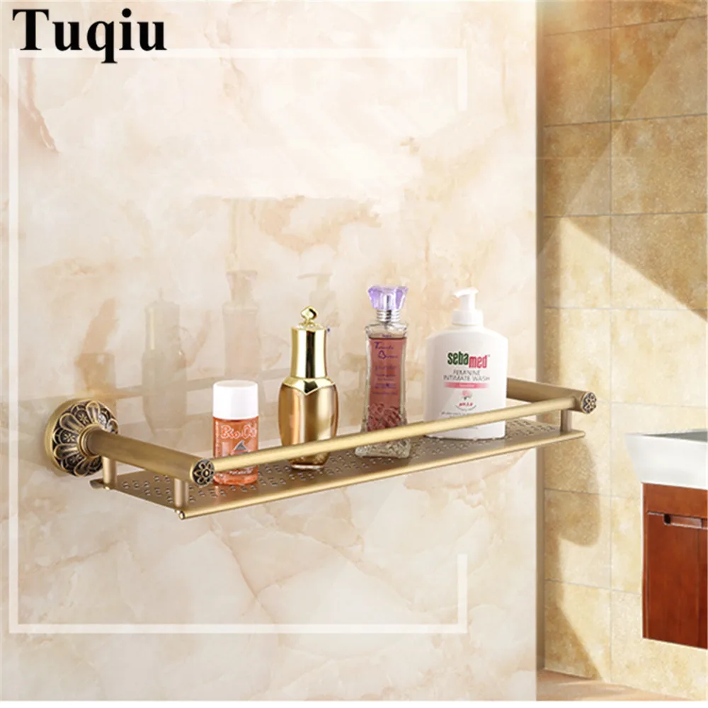 

Bathroom Shelves copper 1 Tiers Corner Shelf Shower Caddy Storage Shampoo Basket Wall Kitchen Corner Sticky Holder