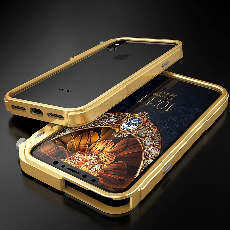 Metal frame phone Cases for apple iPhone X Luxury aluminium frame case