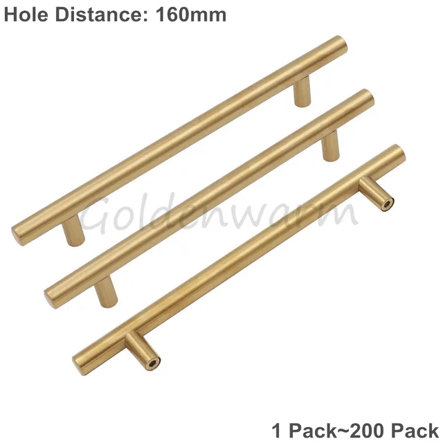 Gold Gebürstet Messing Schrank Griffe T Bar Modernen Schrank Küche