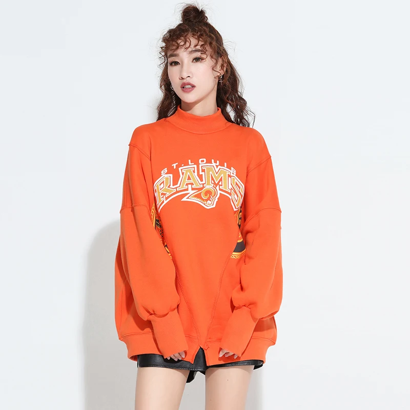 Download Women's Loose Casual Full Sleeve Half Turtleneck Character ...