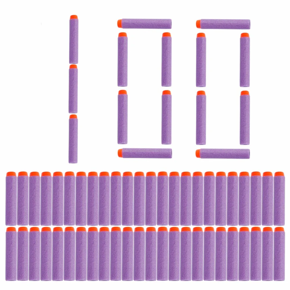 100 шт. фиолетовый для пуль Nerf мягкая полая головка 7,2 см запасная игрушка дартс пистолет пули для Nerf серии бластеров детский подарок