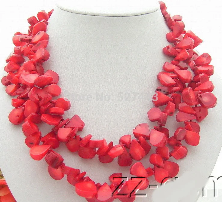 

Wholesale 2Strds 15mm Red Coral Necklace AAA