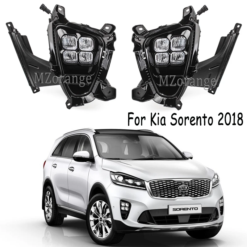 

1 pair LED Daytime Running Lights DRL For Kia Sorento 2018 Front Fog Lamps fog lights Driving Lights With Frame