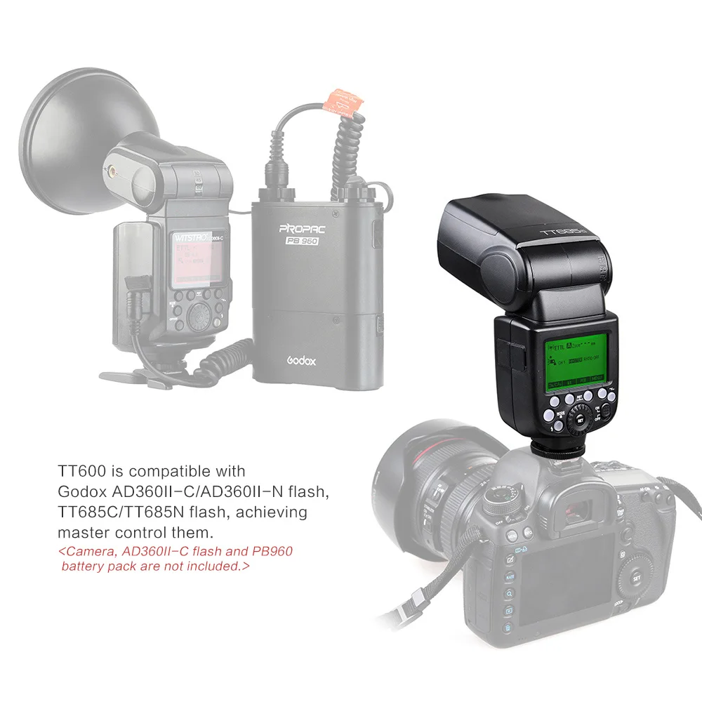 Godox TT600s камера Вспышка Speedlite 2,4G беспроводной Master Slave для AD360II-C AD360II-N TT685C TT685N X1T-C X1T-N для Canon Nikon