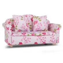Новые поступления кукольная Миниатюра мини цветок двойной сиденье диван с Подушка Подушки