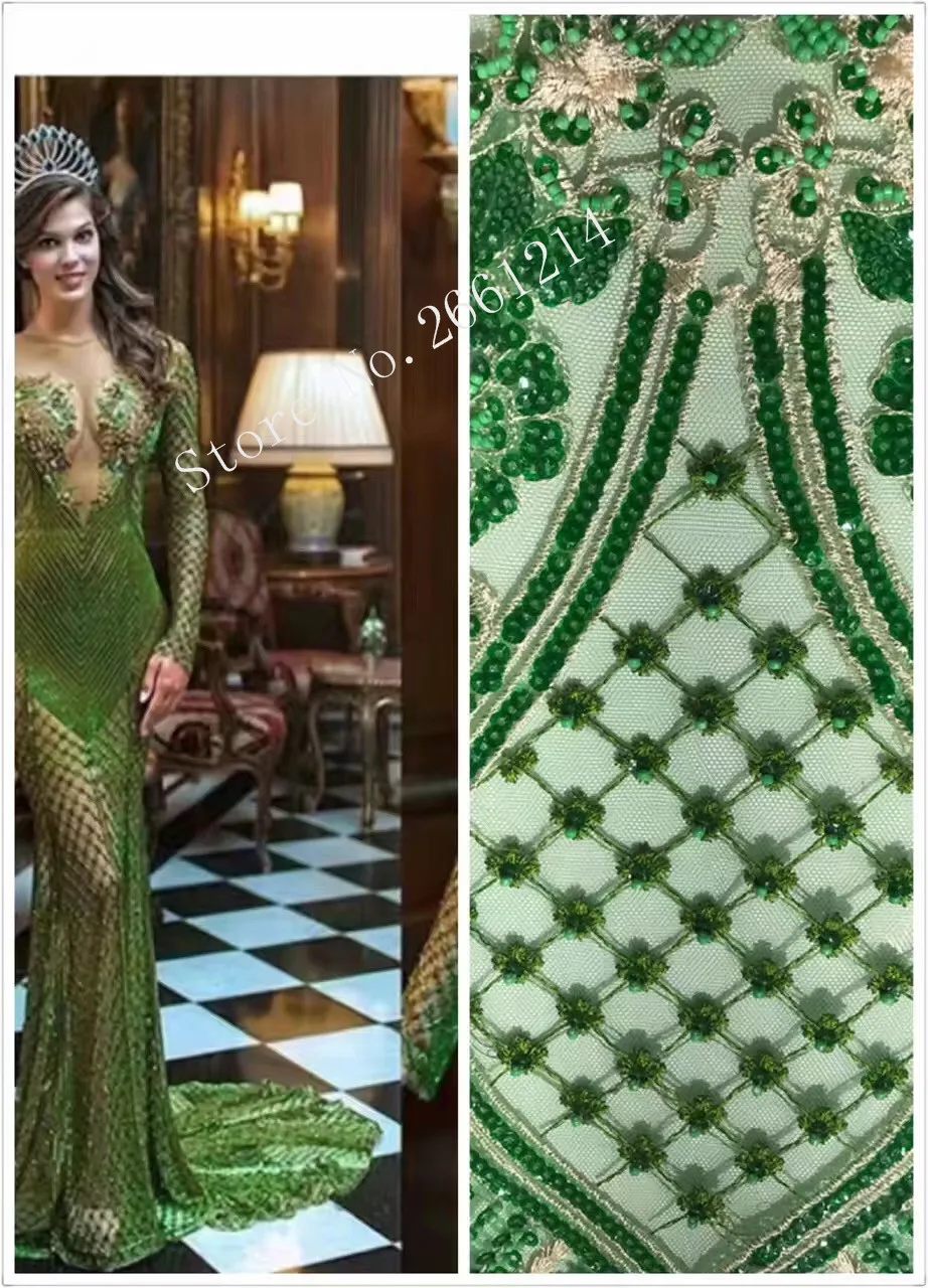

New Arrival African French Net Lace Fabric BZL-81044-2 High Quality embroidered lace fabric With beads For Wedding