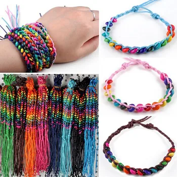 

PINKSEE 50Pcs Lots Friendship Beads Handmade Bracelets Cuff Bangles For Women Girls Charm Jewelry Accessories Wholesale