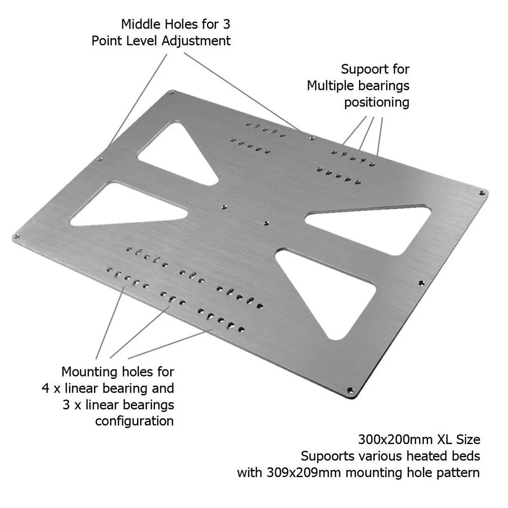 Большой Размеры Алюминий Y перевозки пластины XL 300x200 мм Prusa i3 RepRap 3D-принтеры обновления