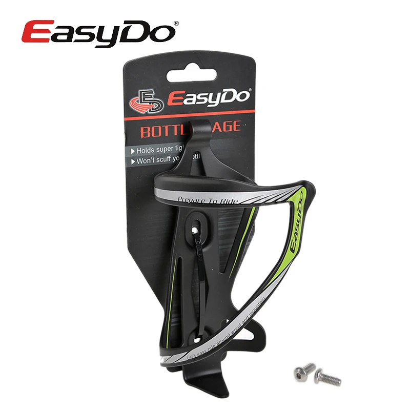EasyDo Bike Aluminum Water Bottle Cage Water Bottle Holder Black Silver 1pcs