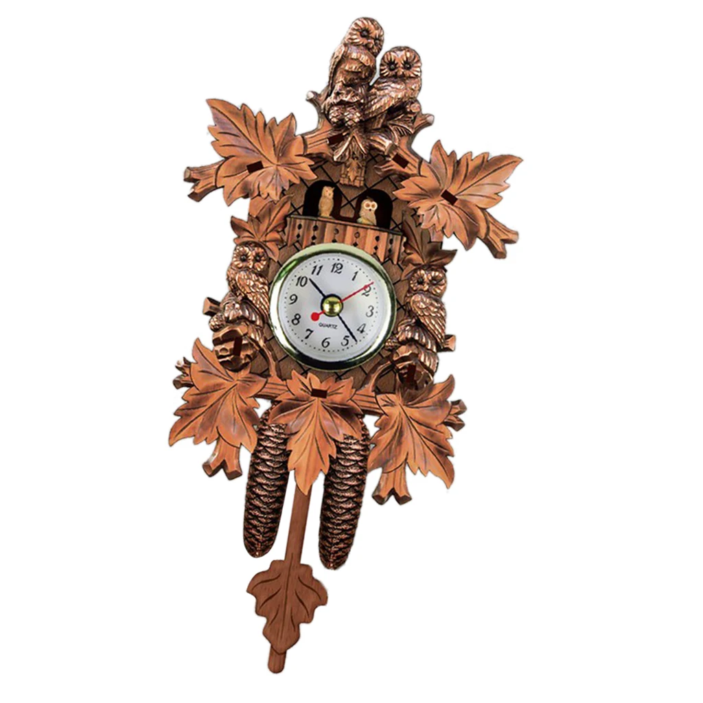 Antique Cuckoo Wall Clock Vintage Wooden Clock Home Decor Excellent Gift Pendulum Clock Craft Art Clock For New House