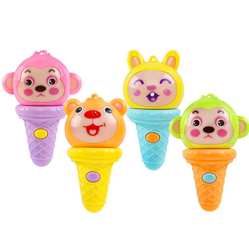 

1 Pc Cartoon Cute Music Light Icecream Baby Hand Shaker Rattles Music Sticks Children's Early Educational Toys Funny Games Gifts