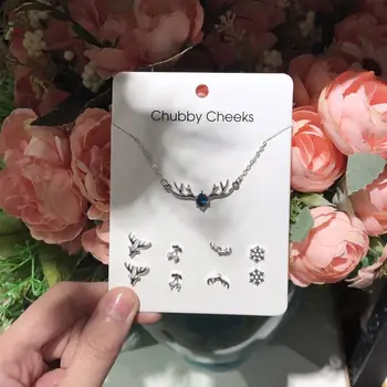 

New Fashion Popular Personality Earrings Simple Necklace Female Wild Temperament Necklace Earrings Set Hot Jewelry Wholesale